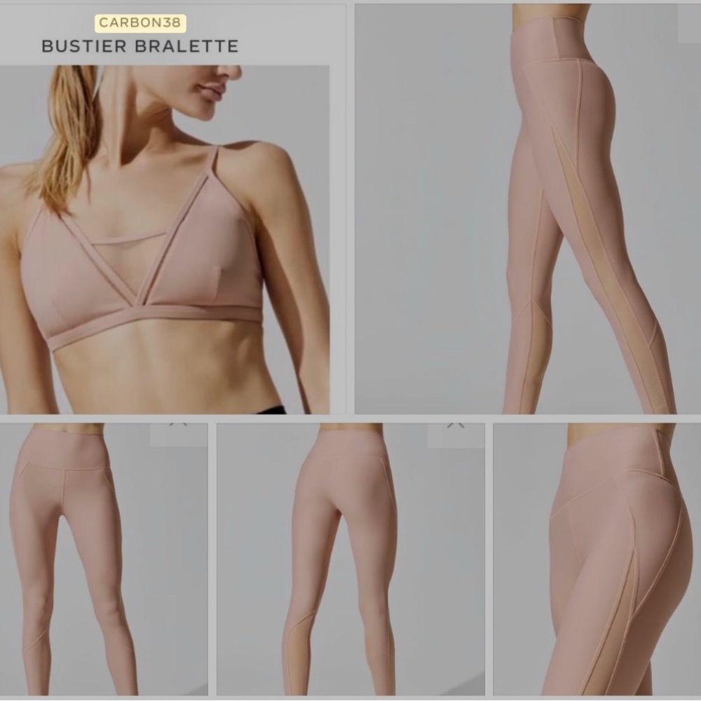 Sz M - SET: Carbon38 Women's Blush Bustier Bralette and Leggings Set
